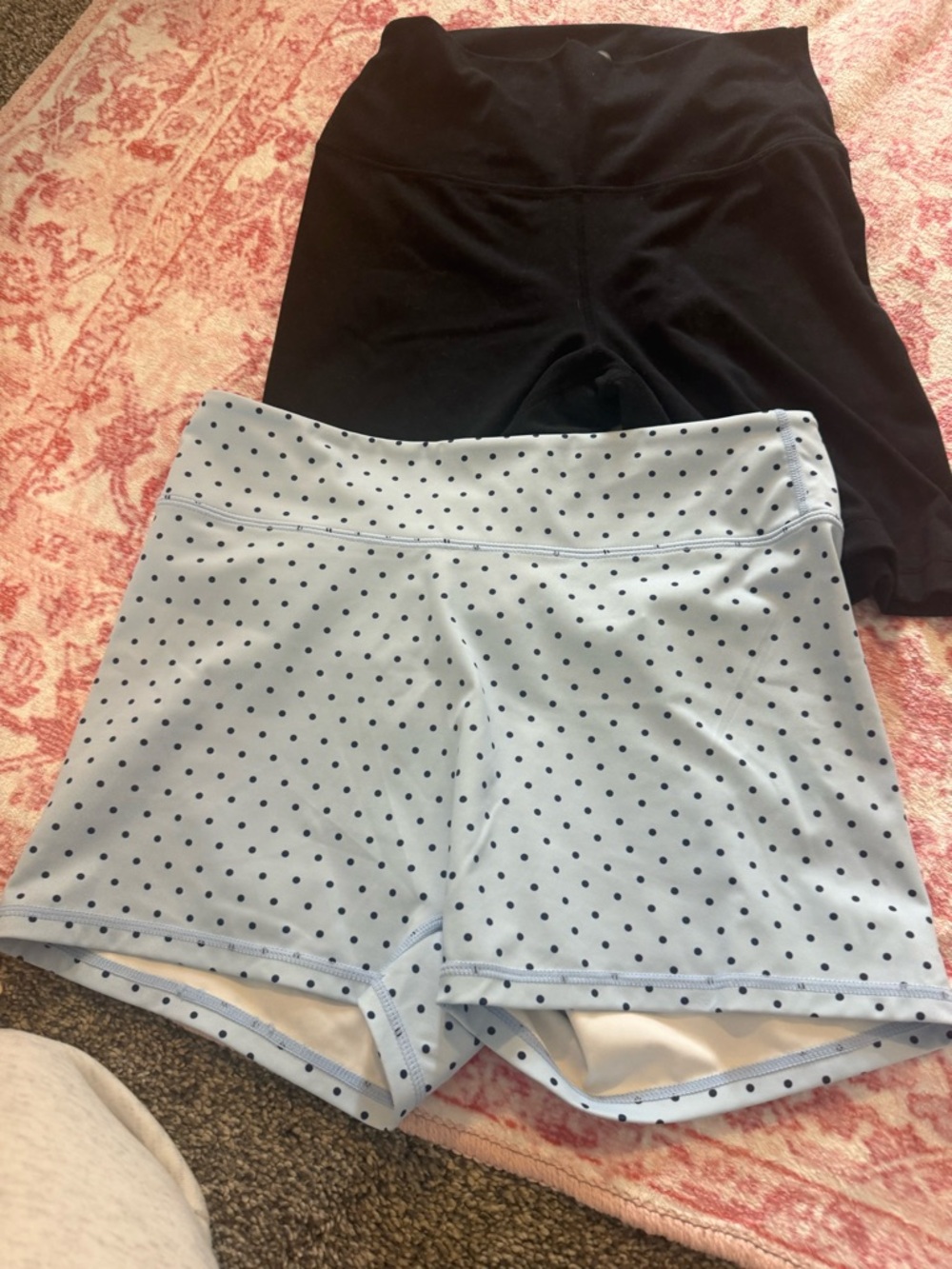 Light Blue Polka Dot High-Waist Bike Shorts for Women BUNDLE
